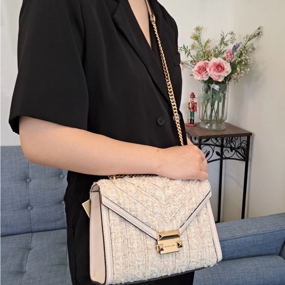 MICHAEL Michael Kors Whitney Cream Tweed Shoulder Bag - Picture 2 of 10